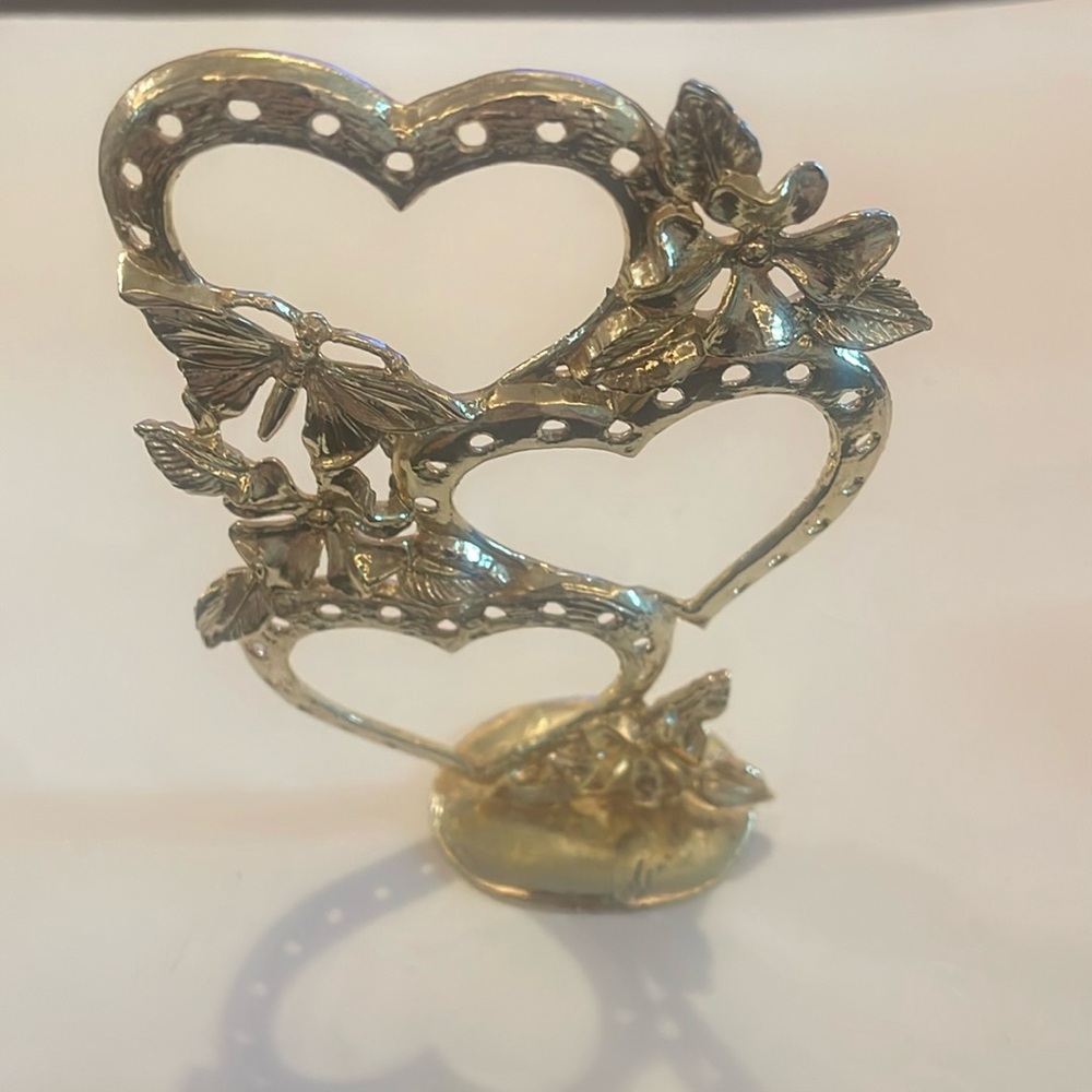 Vintage gold tone metal earring holder